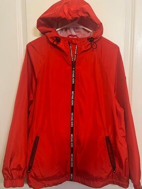 Michael Kors Bright Red Hooded Anorak Jacket